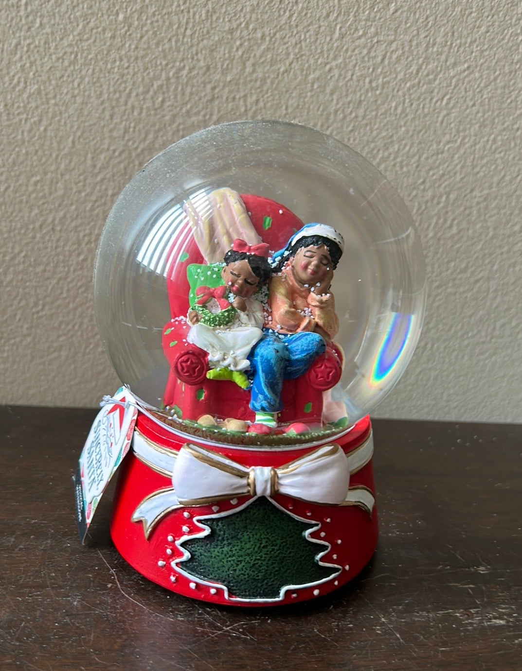 African American Kids Sleeping Snow globe Musical New Christmas Holiday