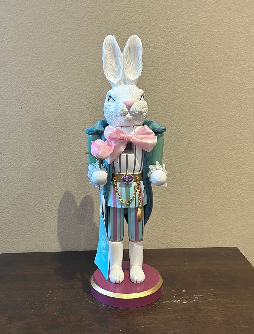 Martha Stewart Easter Bunny Nutcracker New Holding A Flower 14” Tall