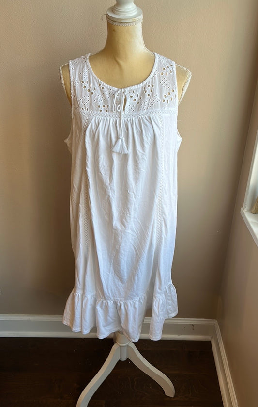 Sigrid Olsen womens White Coverup Eyelit Sz L Cotton Swimwear