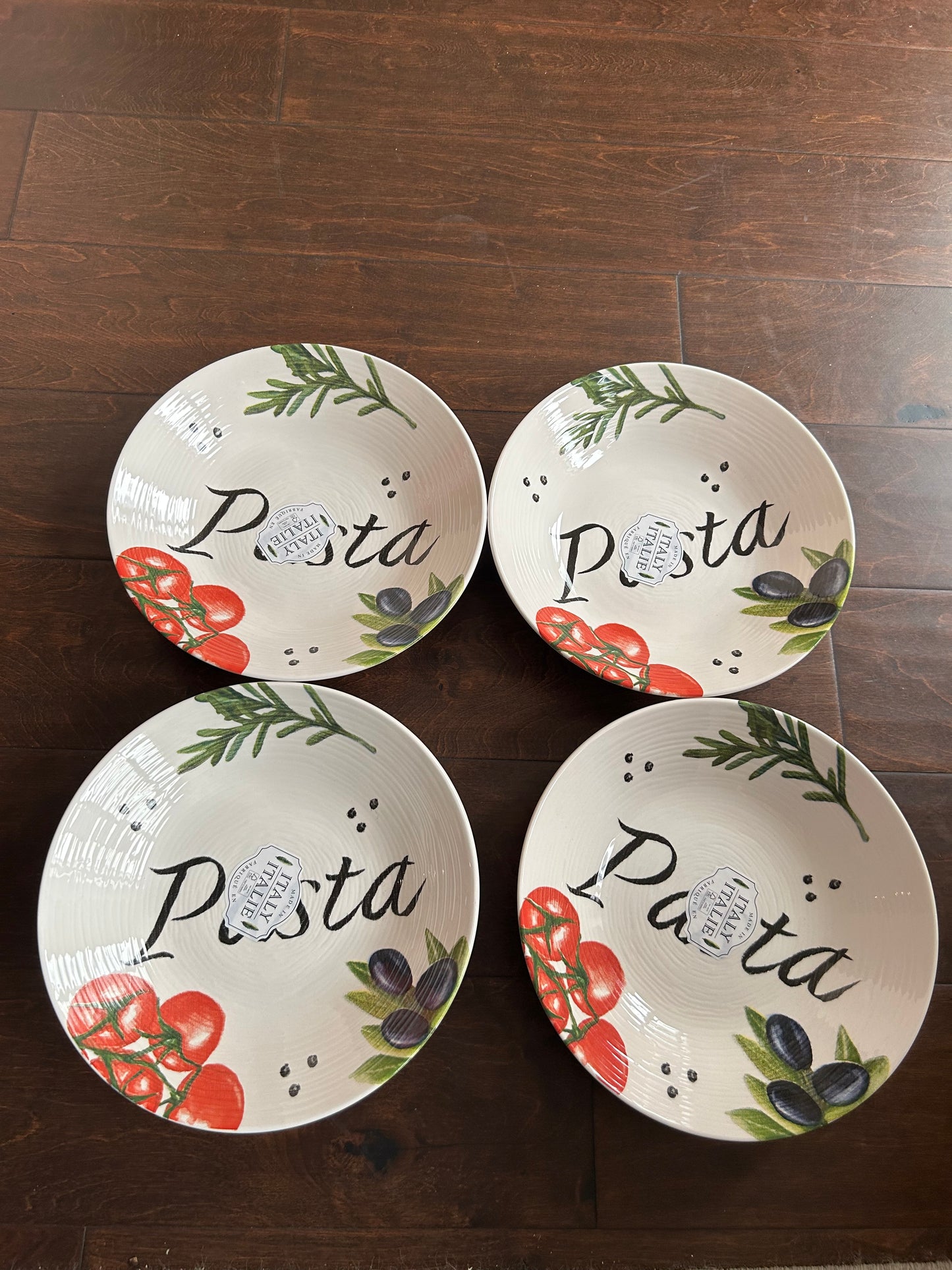 Ceramicheitalia Set Of 4 Pasta Bowls Made In Italy Ceramic 9” New