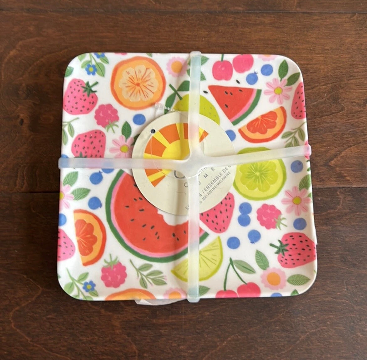 C & C California Set Of 4 Appetizer Dessert Plates New Summer Fruits 5 3/4”