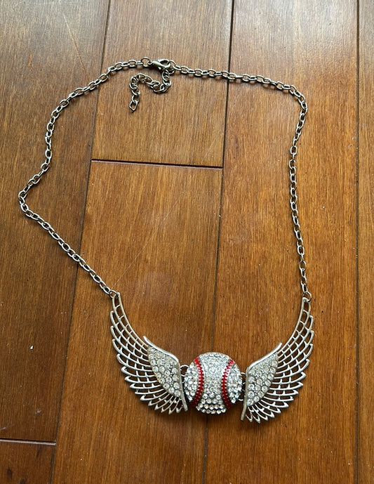 New Angel Wings Rhinestones Silver Statement Necklace New