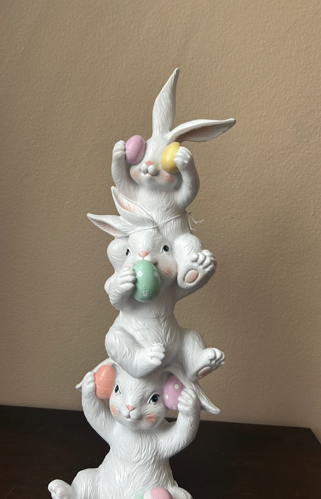3 Cute Stacked Bunny Rabbits Easter Eggs See No Hear No Say No Evil New 15”