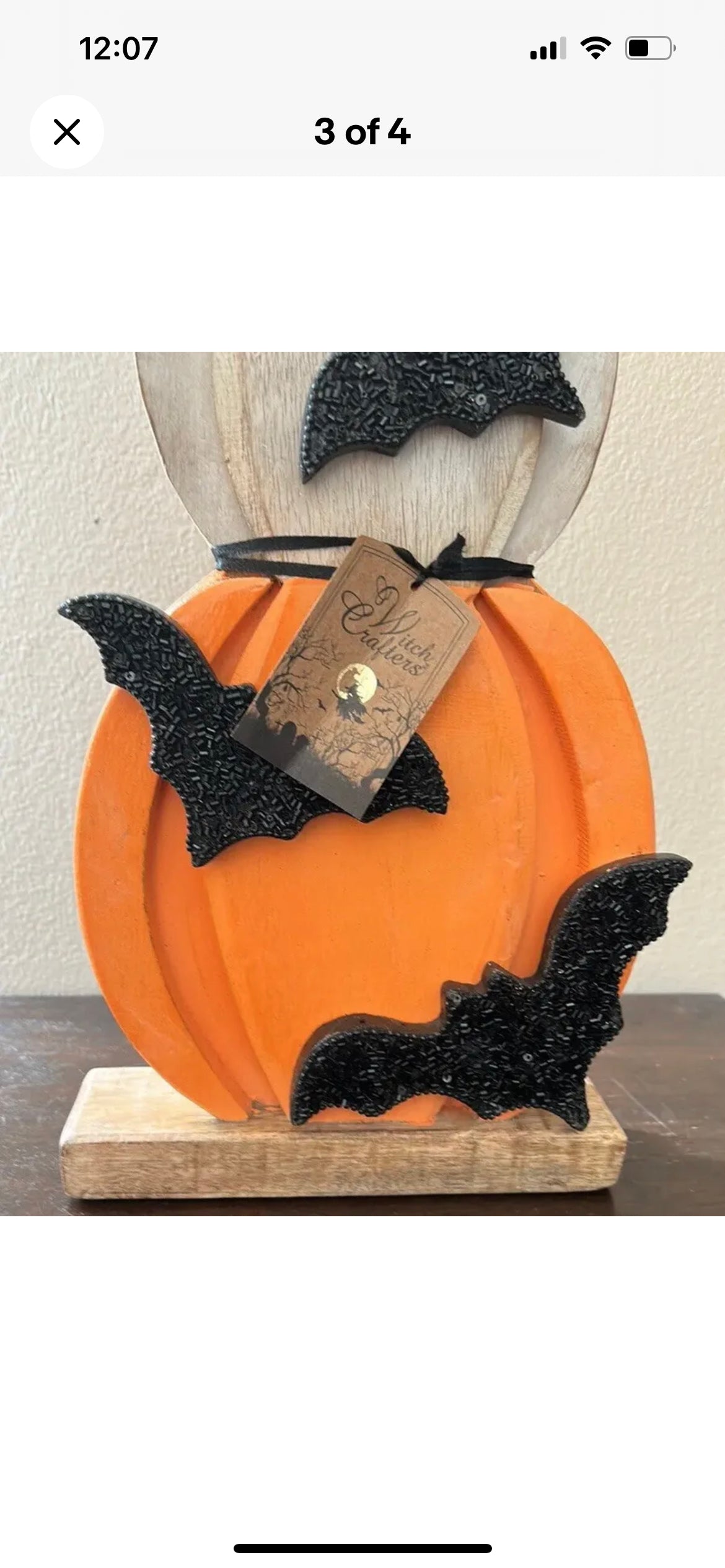 Witch Crafters New Wood Stacked Pumpkins Beaded Bats