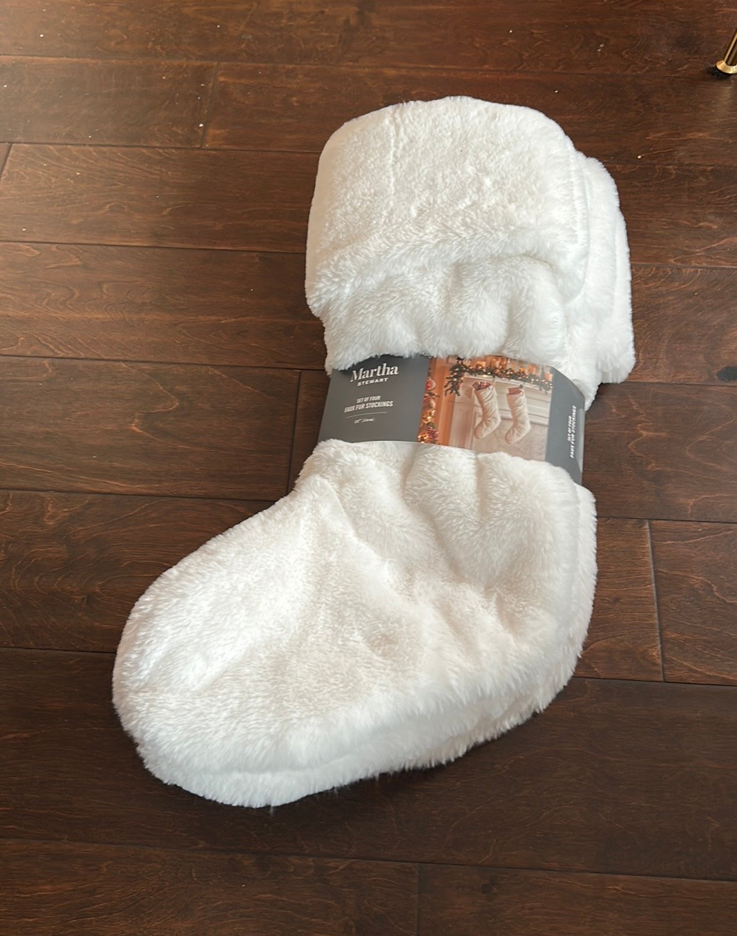 Martha Stewart Set Of Faux Fur White Christmas Stockings 22” New