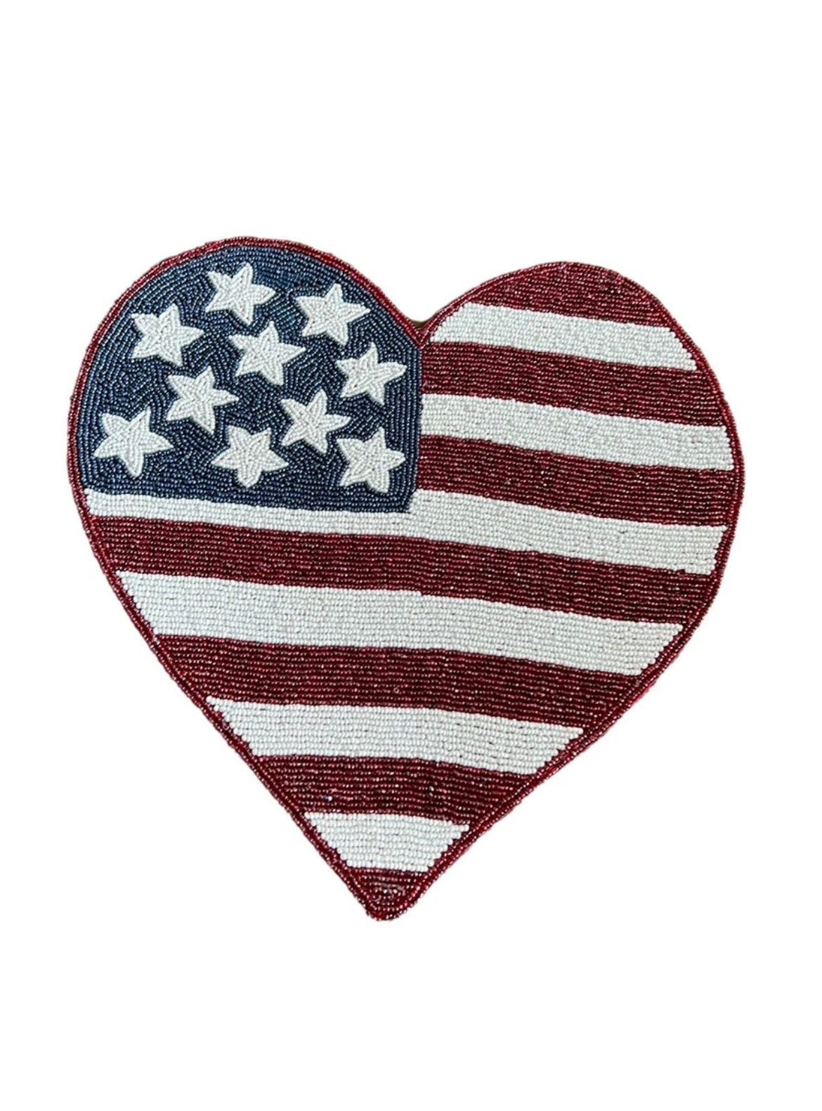 STOREHOUSE AMERICANA HEART STARS-STRIPES" PATRIOTIC Beaded Placemat Charger New
