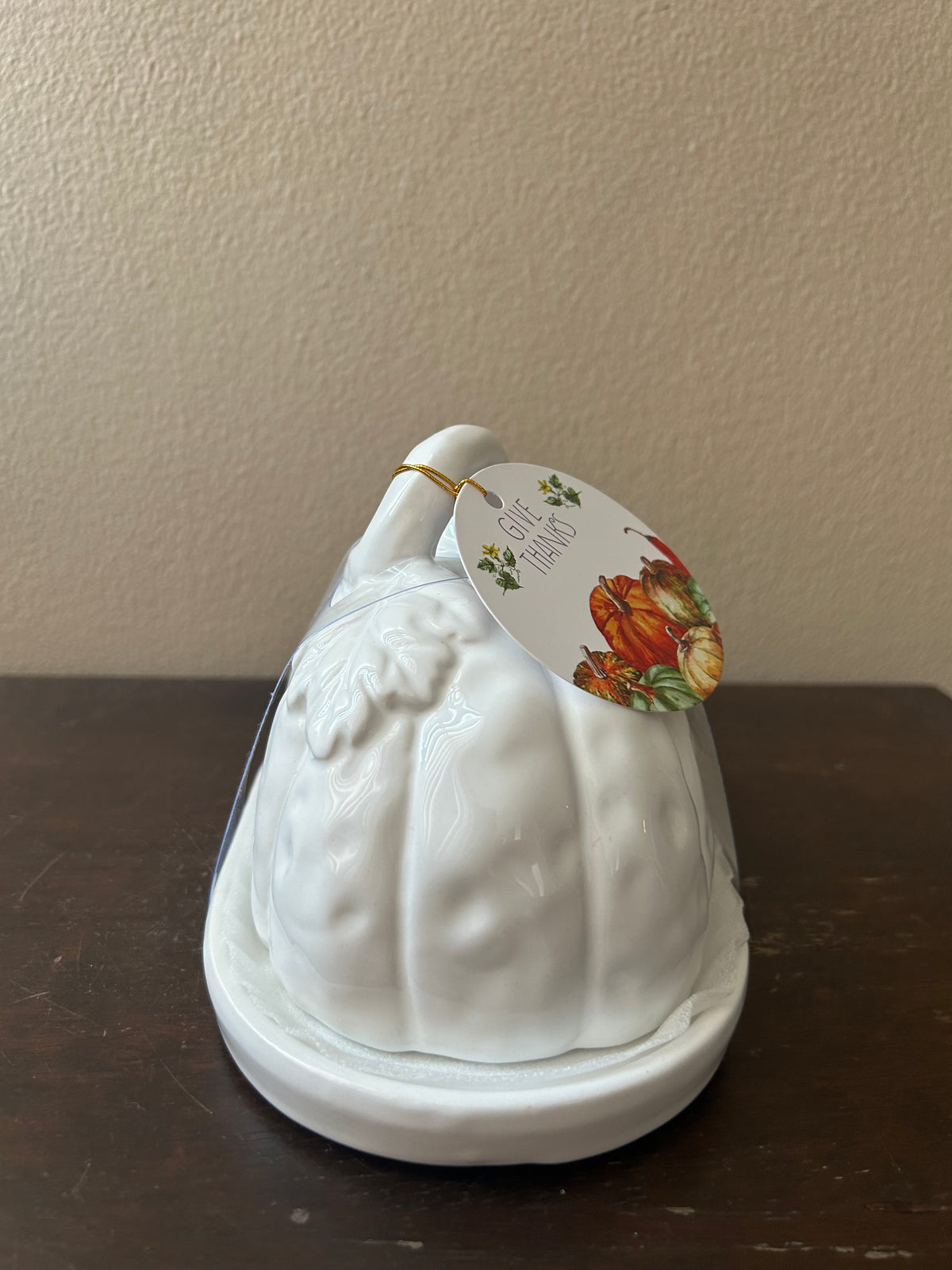 Haymarket Square Pumpkin Butter Dish Fall Gatherings Thanksgiving White New