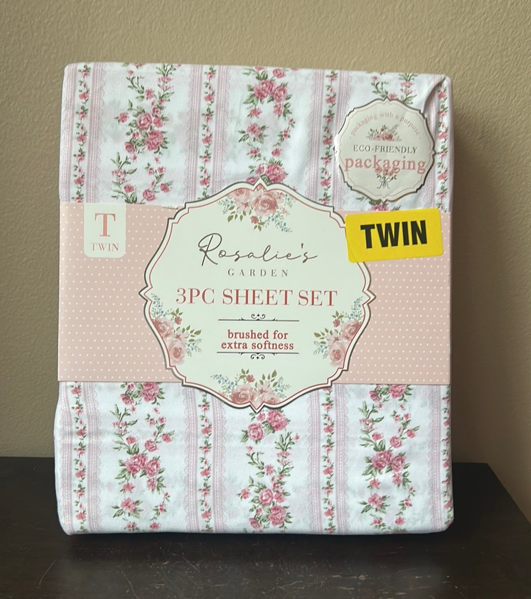 Rosalie’s Garden New Twin Sheet Set Roses Pink Love Valentines Girls
