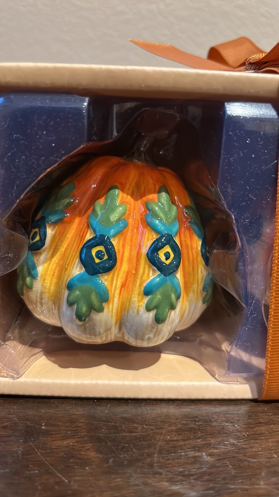 Blue Sky Clayworks Fall Harvest Pumpkin Salt & Pepper Shakers Heather Goldminc