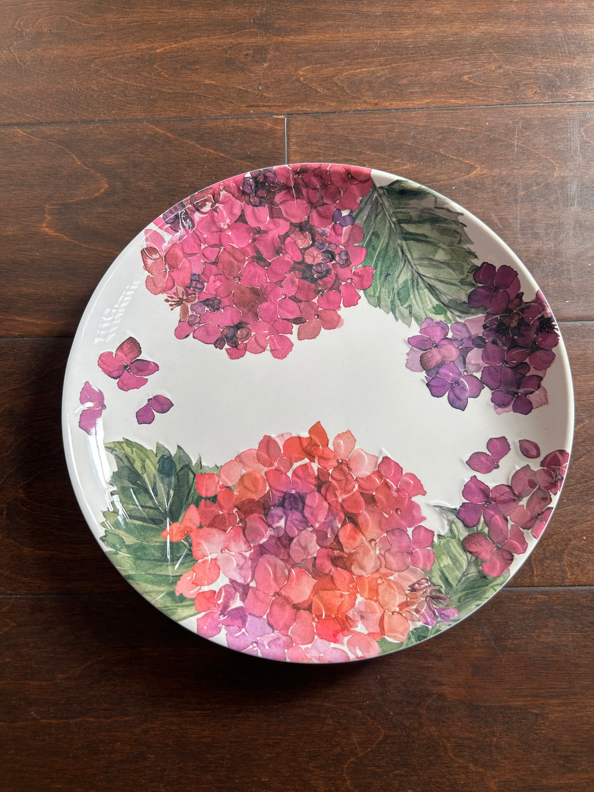 Set Of 6 Melamine Salad Plates Hydrangeas Floral New Fall Colors