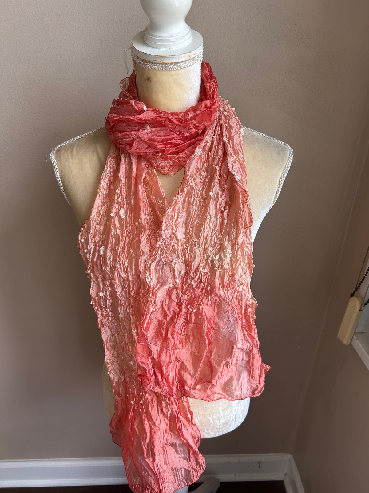 New Women’s Crushed Faux Silk Scarf Ombre Orange Bandini 5001-3102