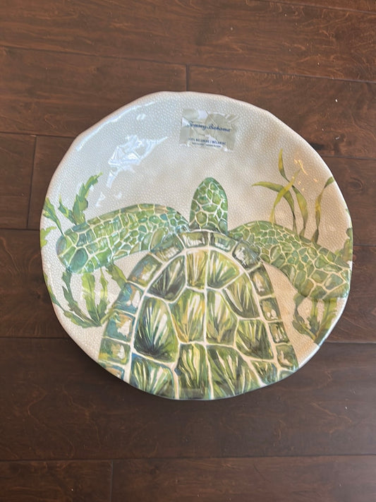 Tommy Bahama New Melamine Platter Turtle Print Tropical 13” Diam