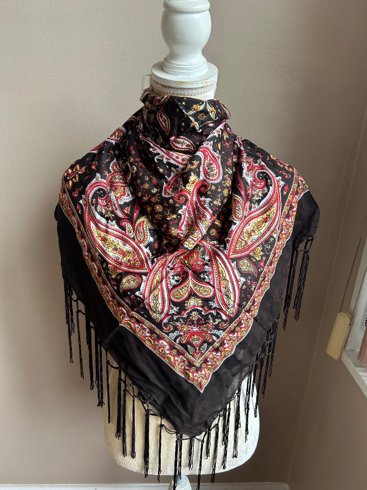 Womens Fringed Scarf Paisely Floral Print New 5002
