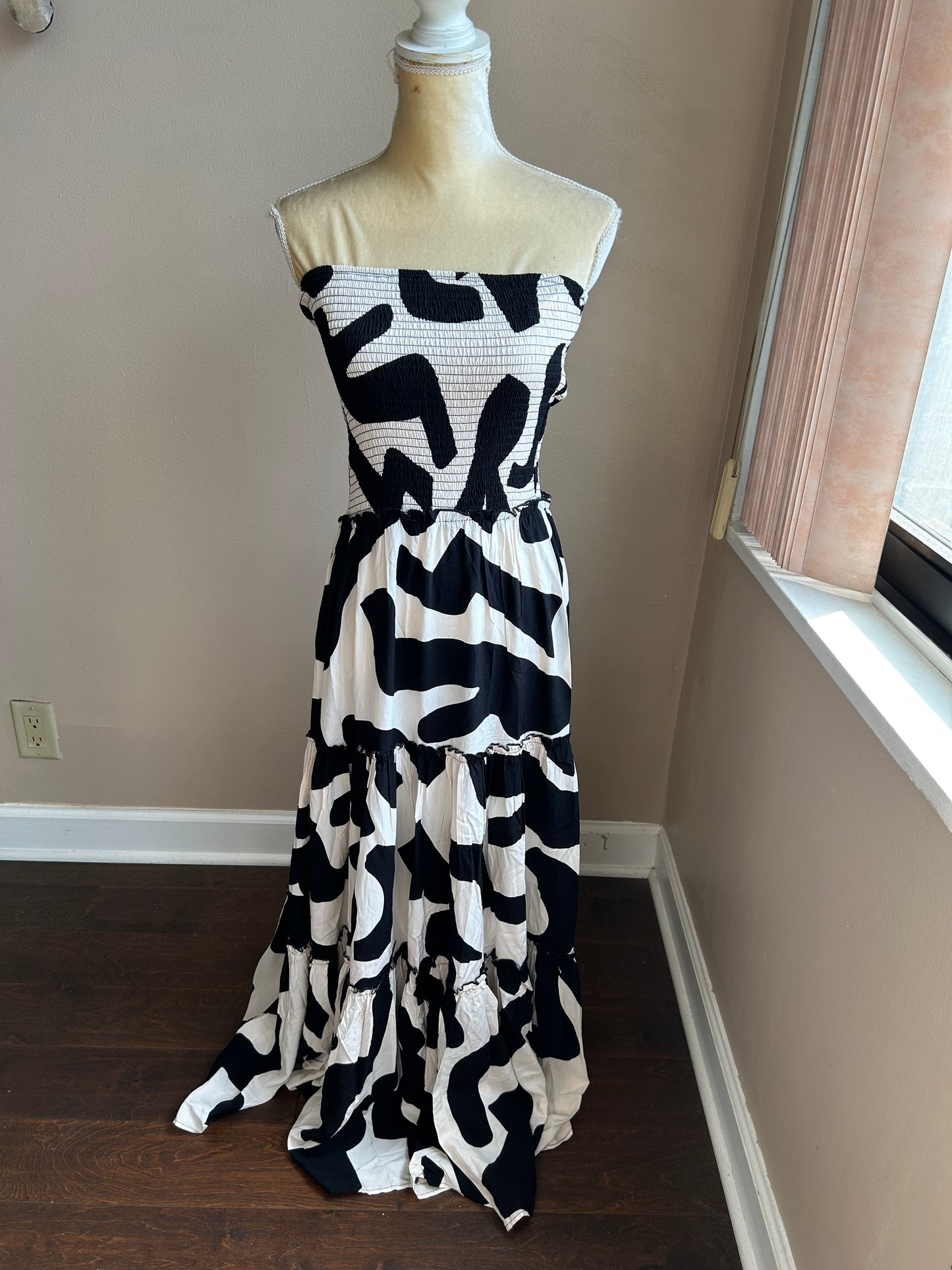 Abel the Label Anthropologie Maxi Dress Smocking Strapless New