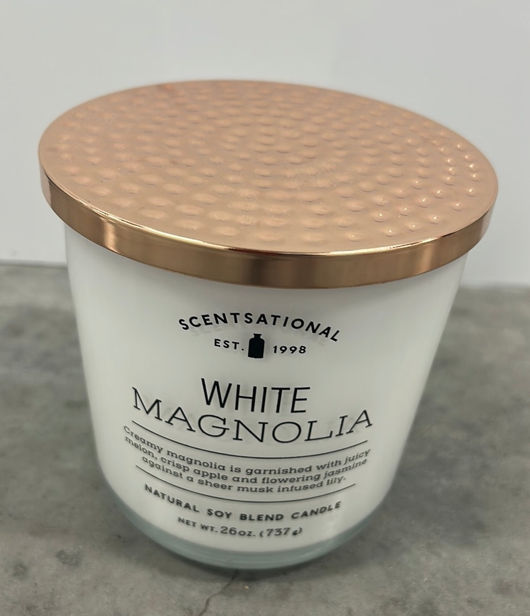 Scentsational White Magnolia Candle Large Glass Jar 26oz Soy Blend New