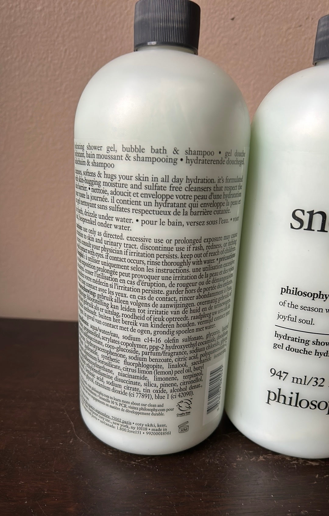 2 philosophy Snow Man shower Bath Hydrating Shower gel 32 oz New