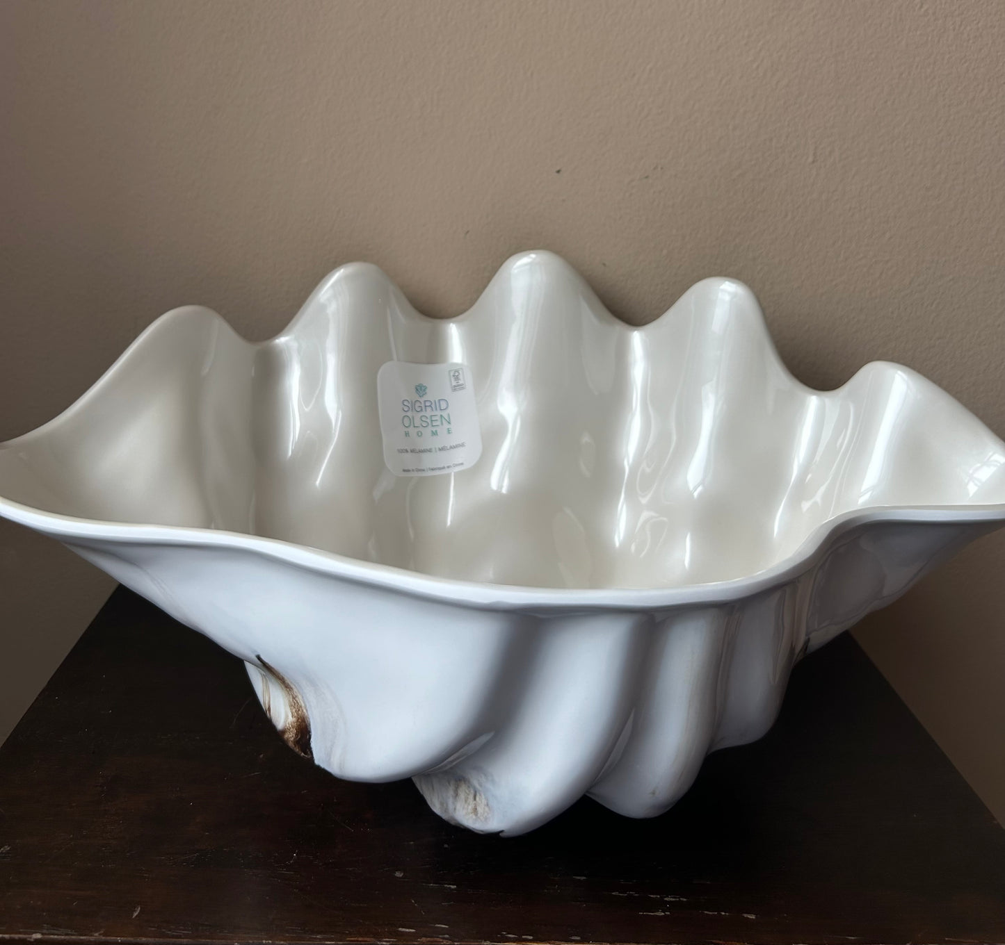 Sigrid Olsen Shell Shaped Bowl Rustic New Centerpiece Melamine 18”x12”