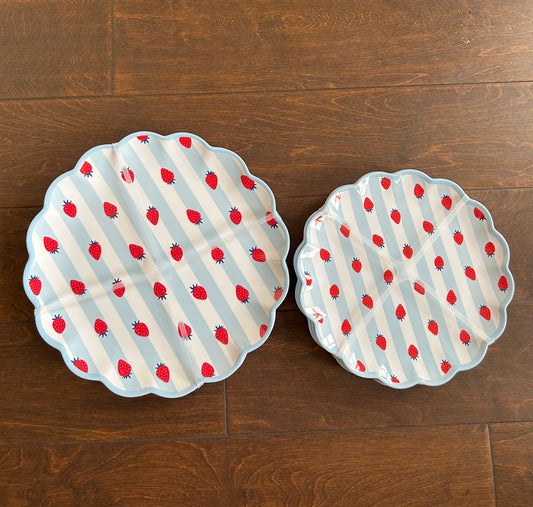 New Americana Dinnerware Set 8 Pc Melamine Strawberry Red White Blue July 4th