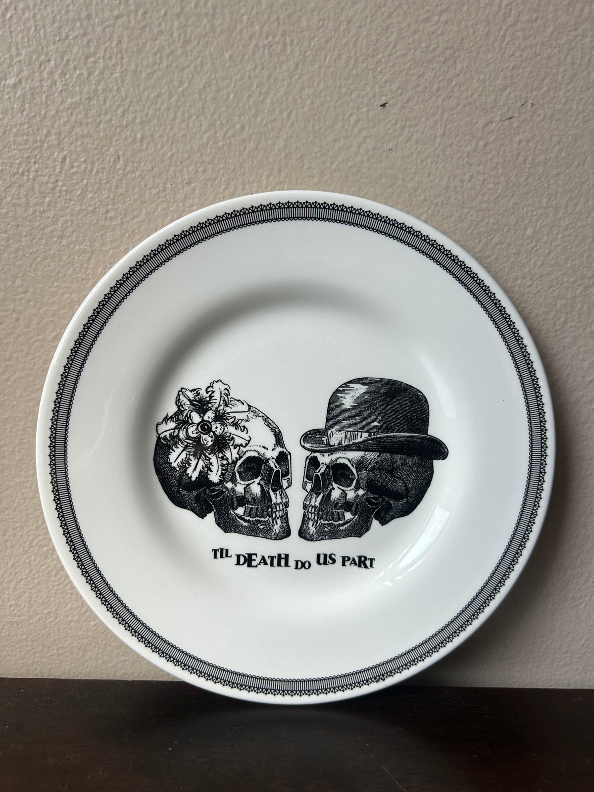 Royal Stafford Halloween Single Plate Till Death Do Us Apart Skull Couple New