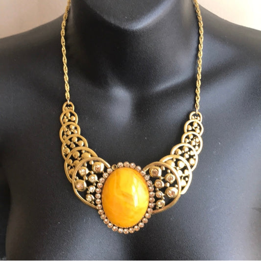 Beautiful Yellow & gold Statement necklace New
