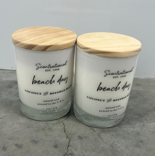 2 Scentsational Beach Day Candle Glass Jar 11 Oz Coconut Wax Blend