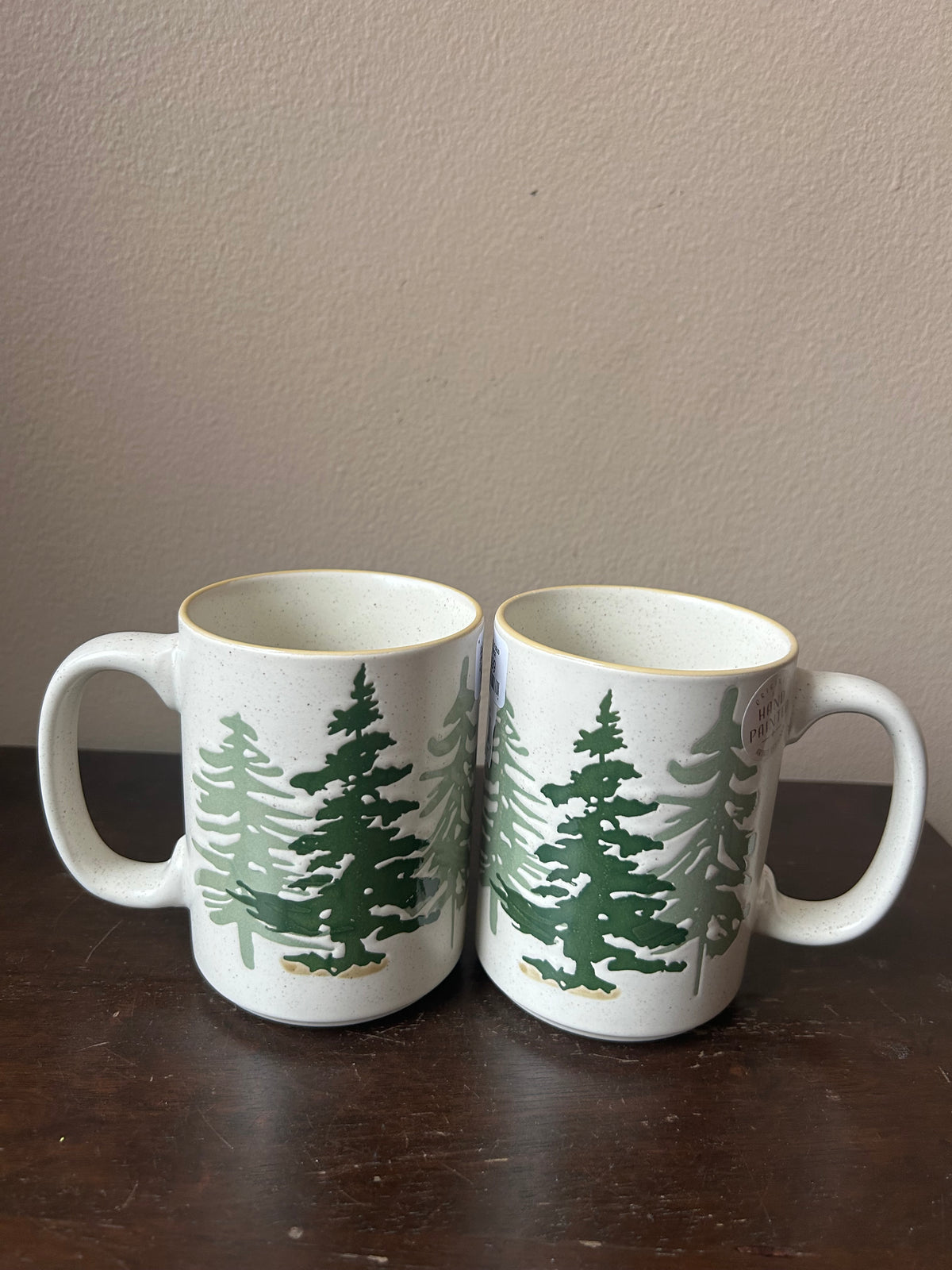 Eli Ana Evergreen Trees Christmas Set Of 4 Mugs  Ceramic New