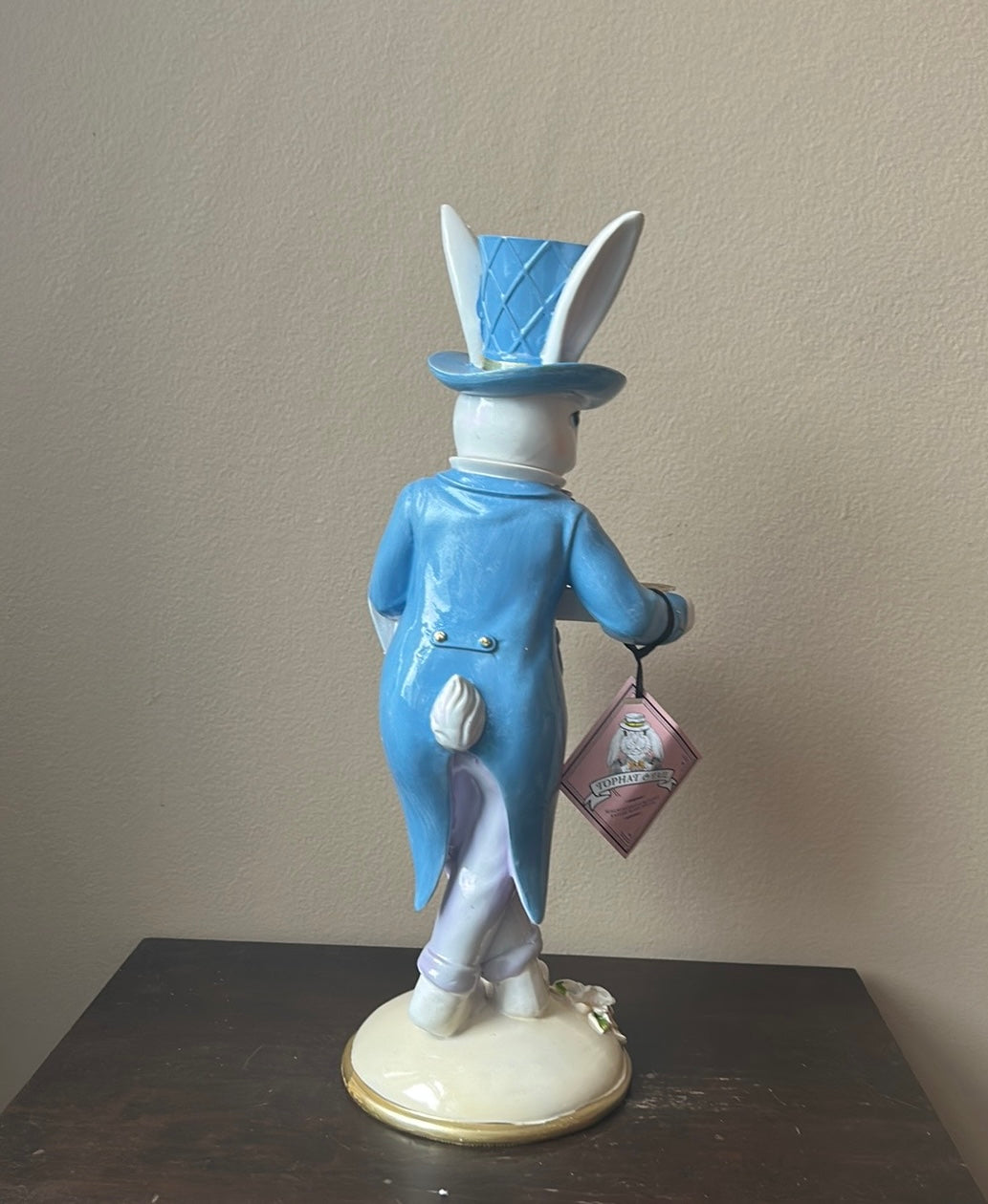 New Tophat & Tail New Bunny Figurine With Platter Tall Madhatter 16” Tall