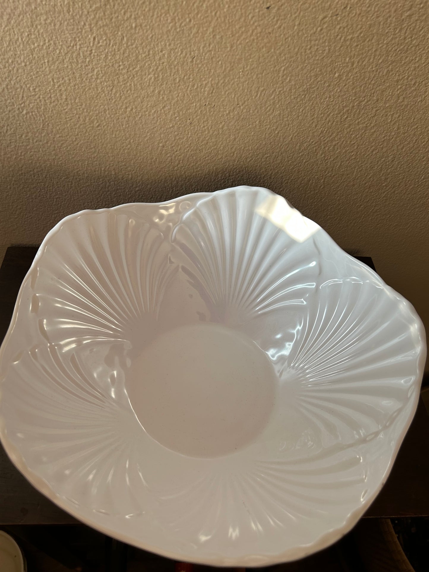Sigrid Olsen Melamine Bowl Oyster Print Blue White  Nautical 12” Diam New