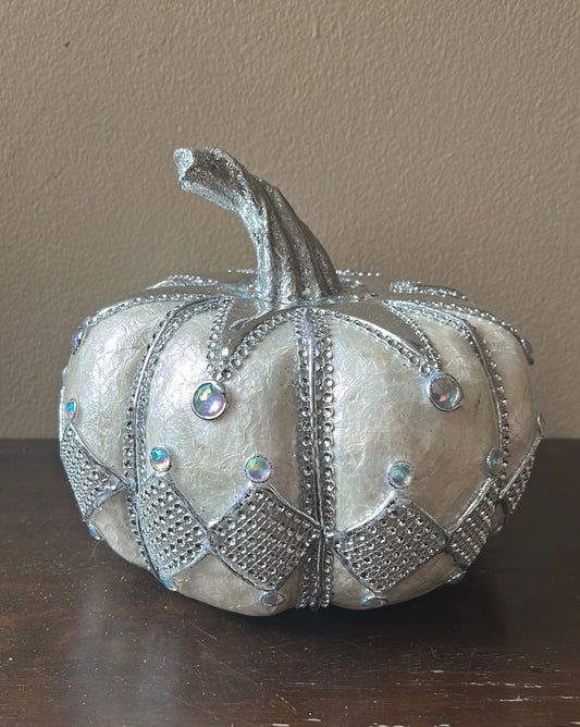 Cute Embellished Pumpkin Fall Thanksgiving Decor New Shimmery