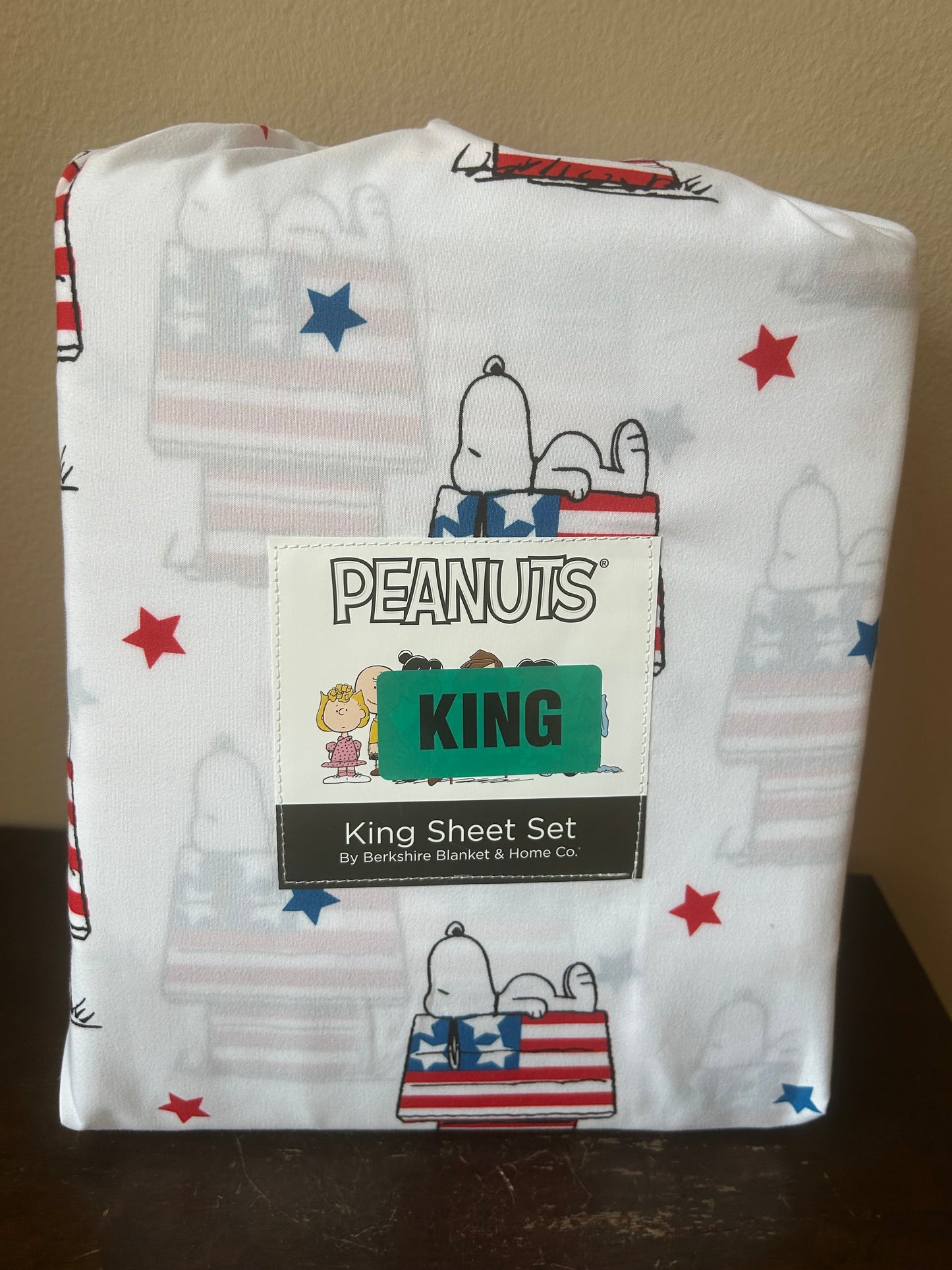 New Peanuts Snoopy Sheet Set Americana Red White Blue July 4th