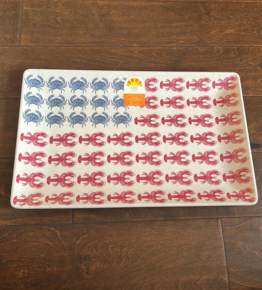 C & C California Melamine Platter Americana Red Blue lobster Crab New nautical