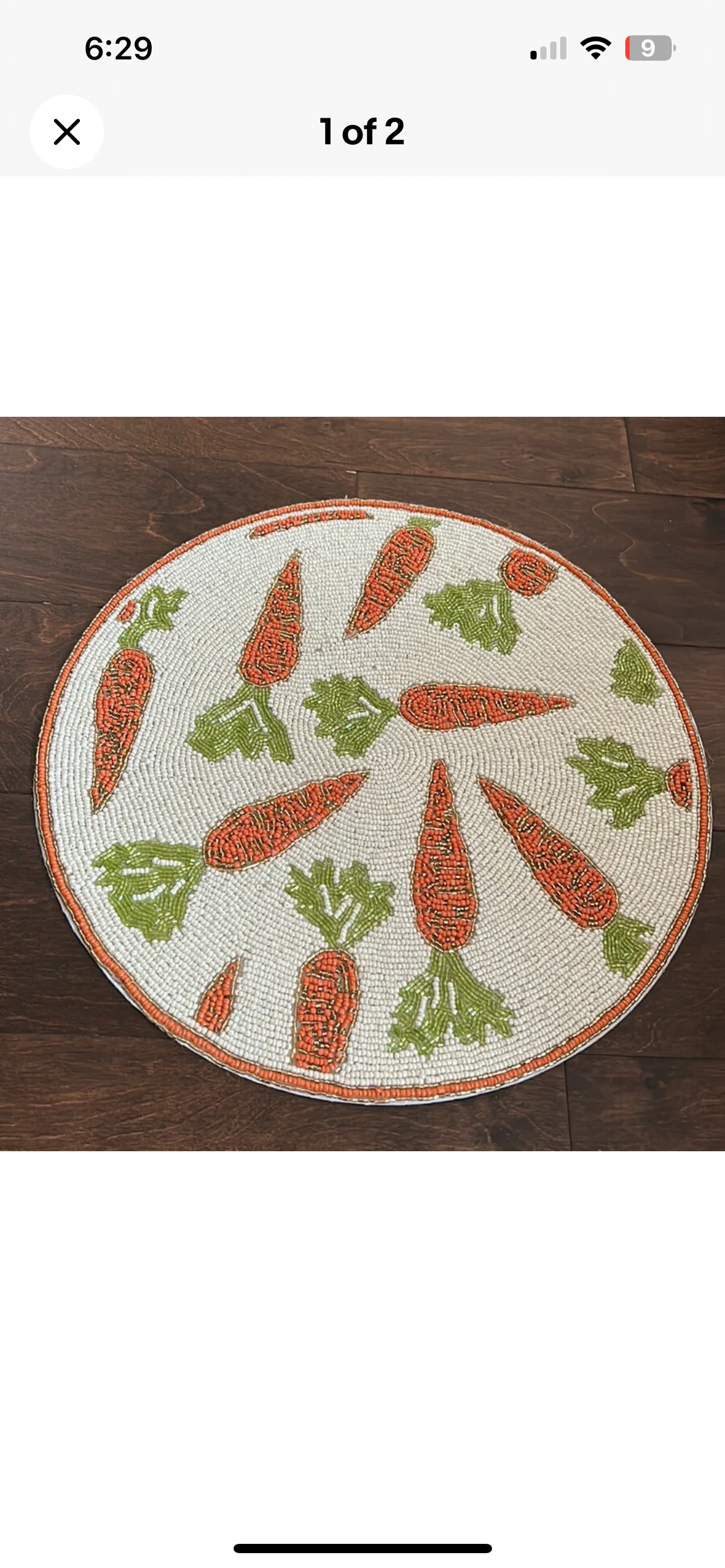 Rachel Zoe Easter Carrot Beaded Placemat Charger 15" New set of 2