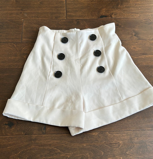 Women’s Sailor Shorts Lined Off White Black Buttons Sz M ST2825