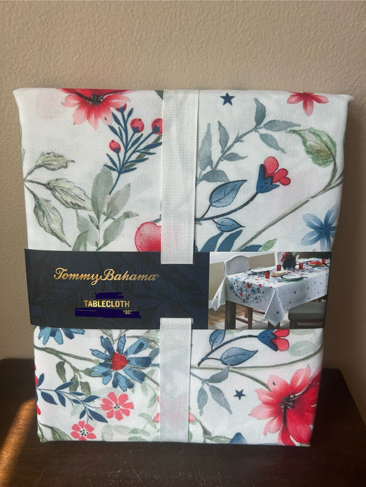New Tommy Bahama Americana Tablecloth Floral Oblong 60”x84”