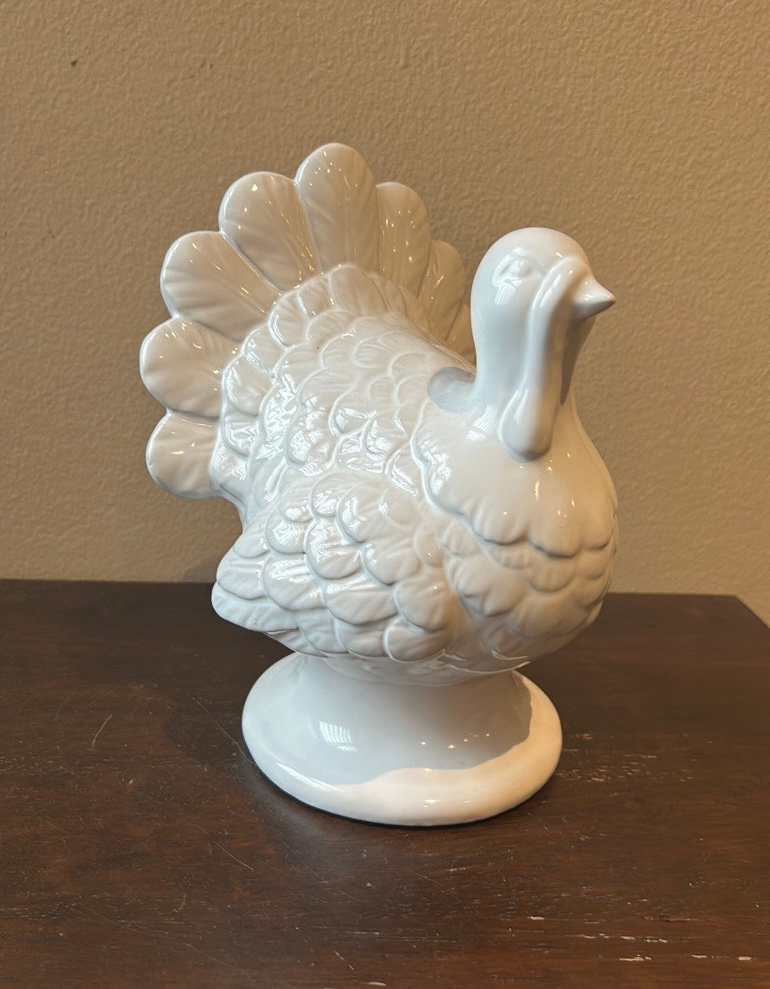 Cute Ceramic white Tabletop Turkey Figurine New Fall Thanksgiving Decor