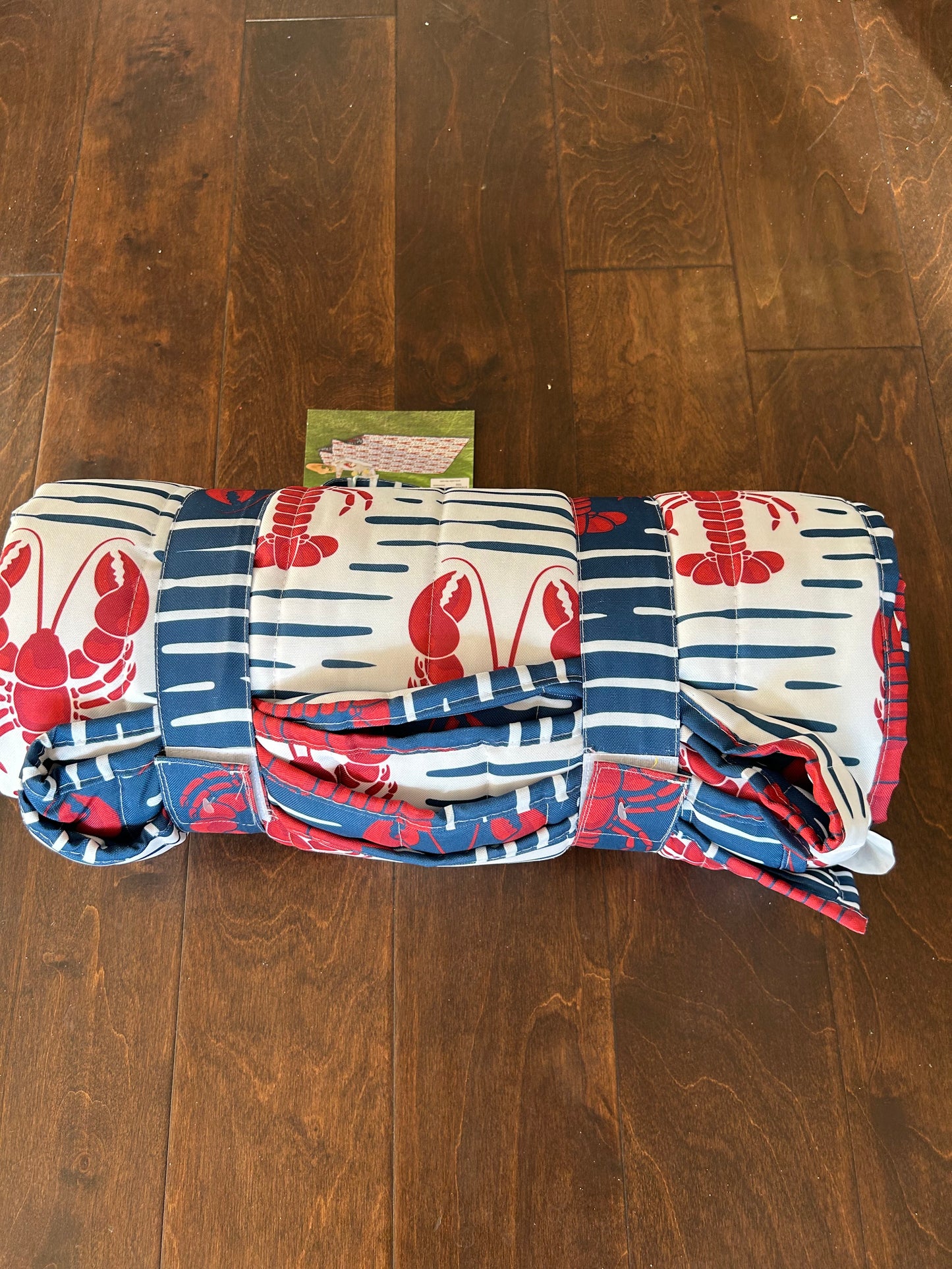 Martha Stewart Coastal Picnic Blanket Reversible Outdoor Blue Red Lobster 60x70"