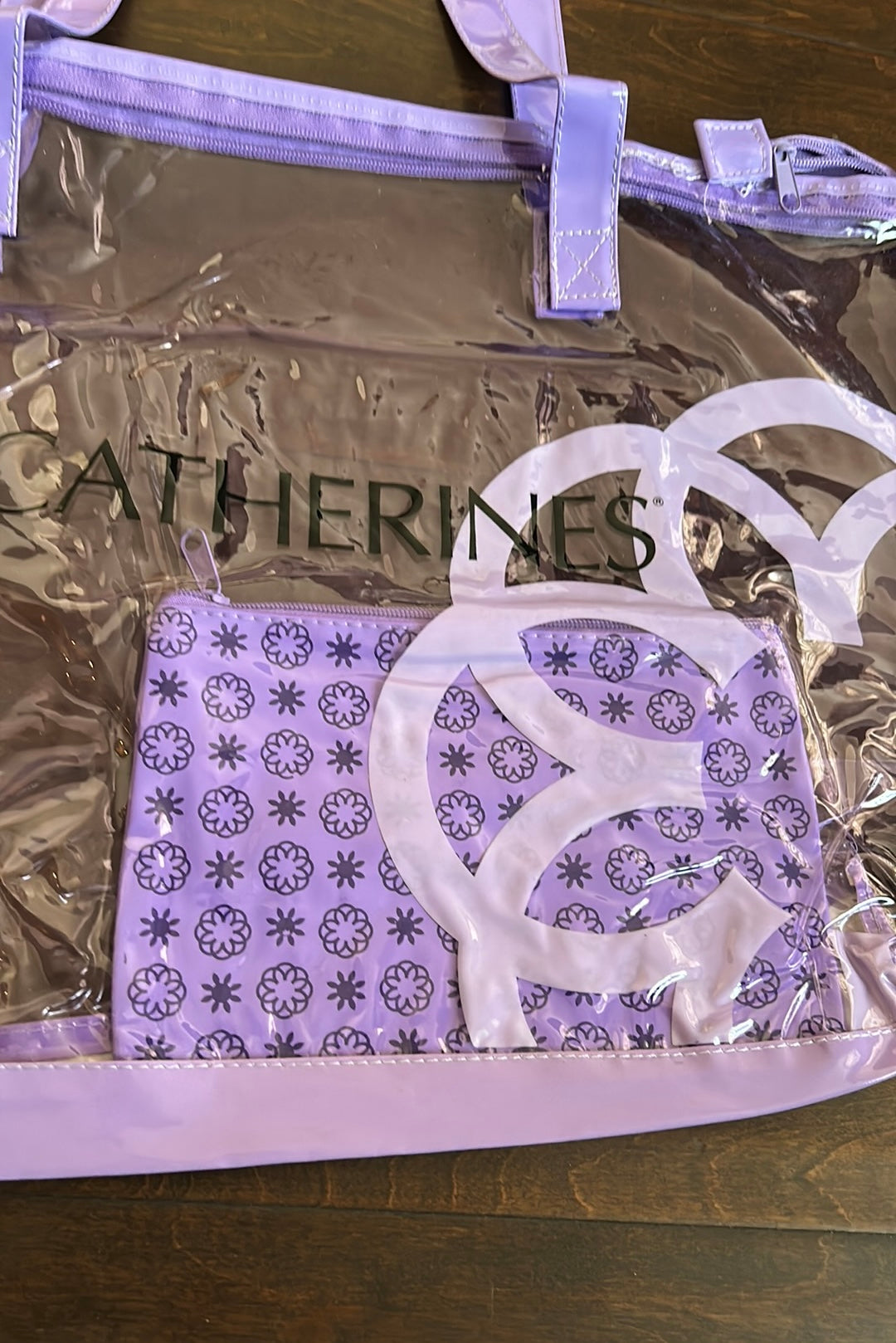 Catherine’s New Purple Clear Beach Bag & Pouch Large