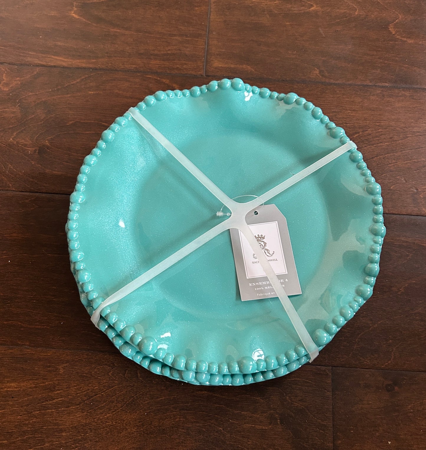 Farmhouse Rachel Ashwell Melamine  Set Of 4 Salad Plates 8.5” Blue Pearl New
