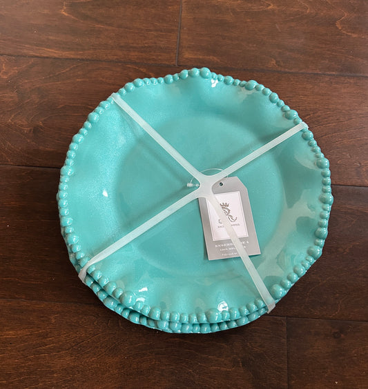 Farmhouse Rachel Ashwell Melamine  Set Of 4 Salad Plates 8.5” Blue Pearl New