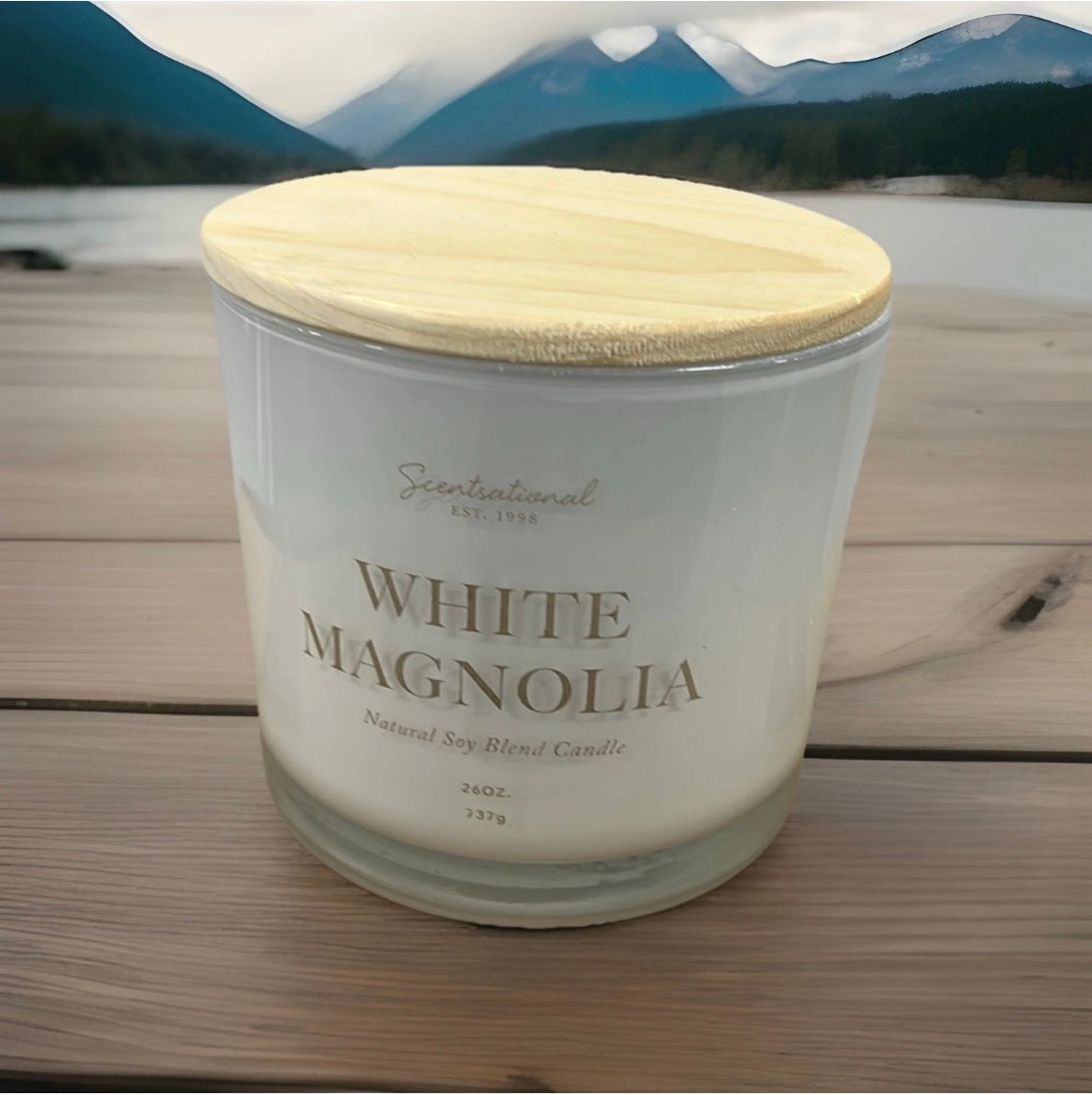 Scentsational White Magnolia Candle Glass Jar 26oz Soy Blend New