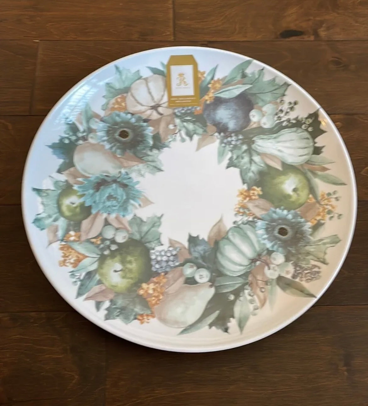 Shabby Chic Pumpkin Gourds Fall MELAMINE Serving Tray Platter Rachel Ashwell 15”