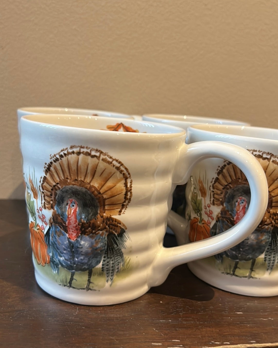 Maxcera Coffee Mugs Set Of 4 Cups New Turkey  Fall Thanksgiving