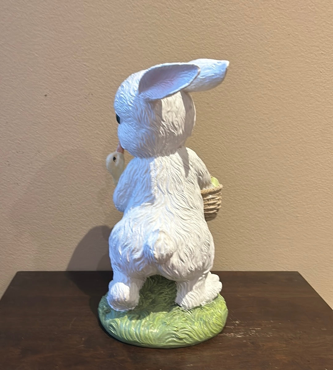 Cute Easter Bunny Rabbit Holding Duck & Easter Egg Basket New