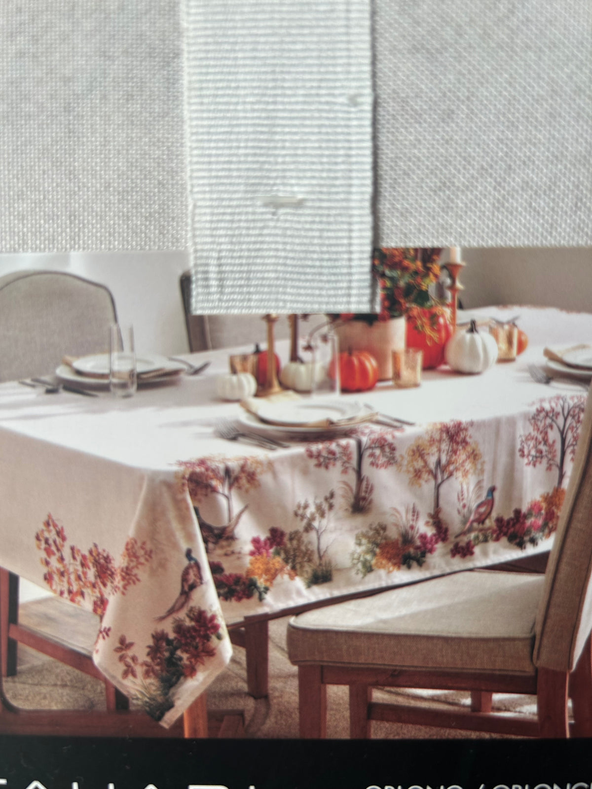 Tahari Tablecloth 60”x104” Pumpkin Fall Florals  Thanksgiving Turkey New
