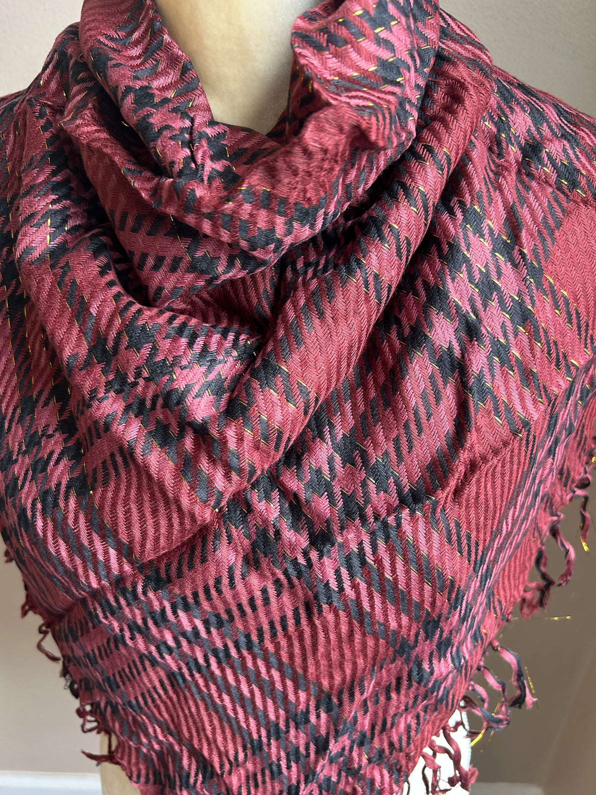 New Womens Scarf Multicolor  Plaid Lurex Fringed 5002-3102