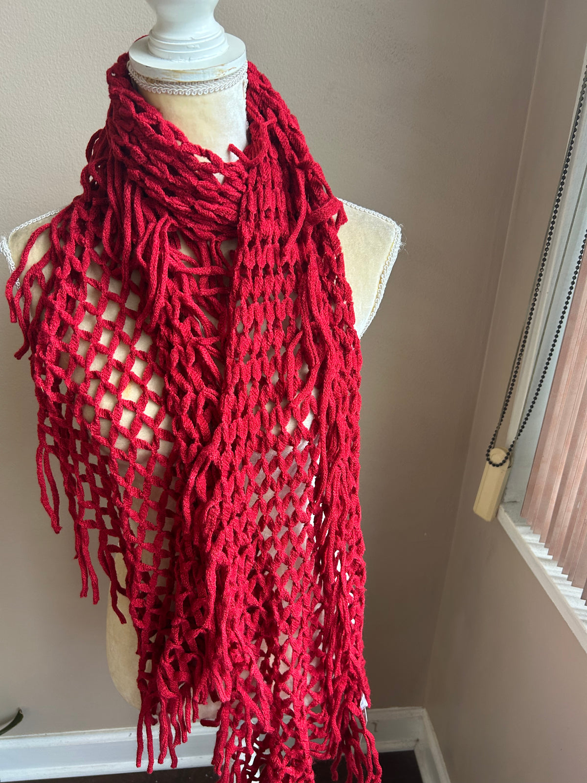 Bakers New Women’s Crochet Knit Scarf Red 5002