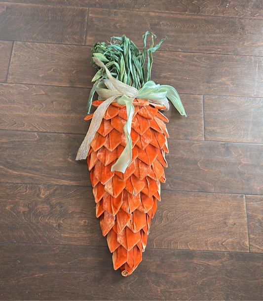 New Easter Decor Carrot Door Hanger Wreath Velvet Orange 22”