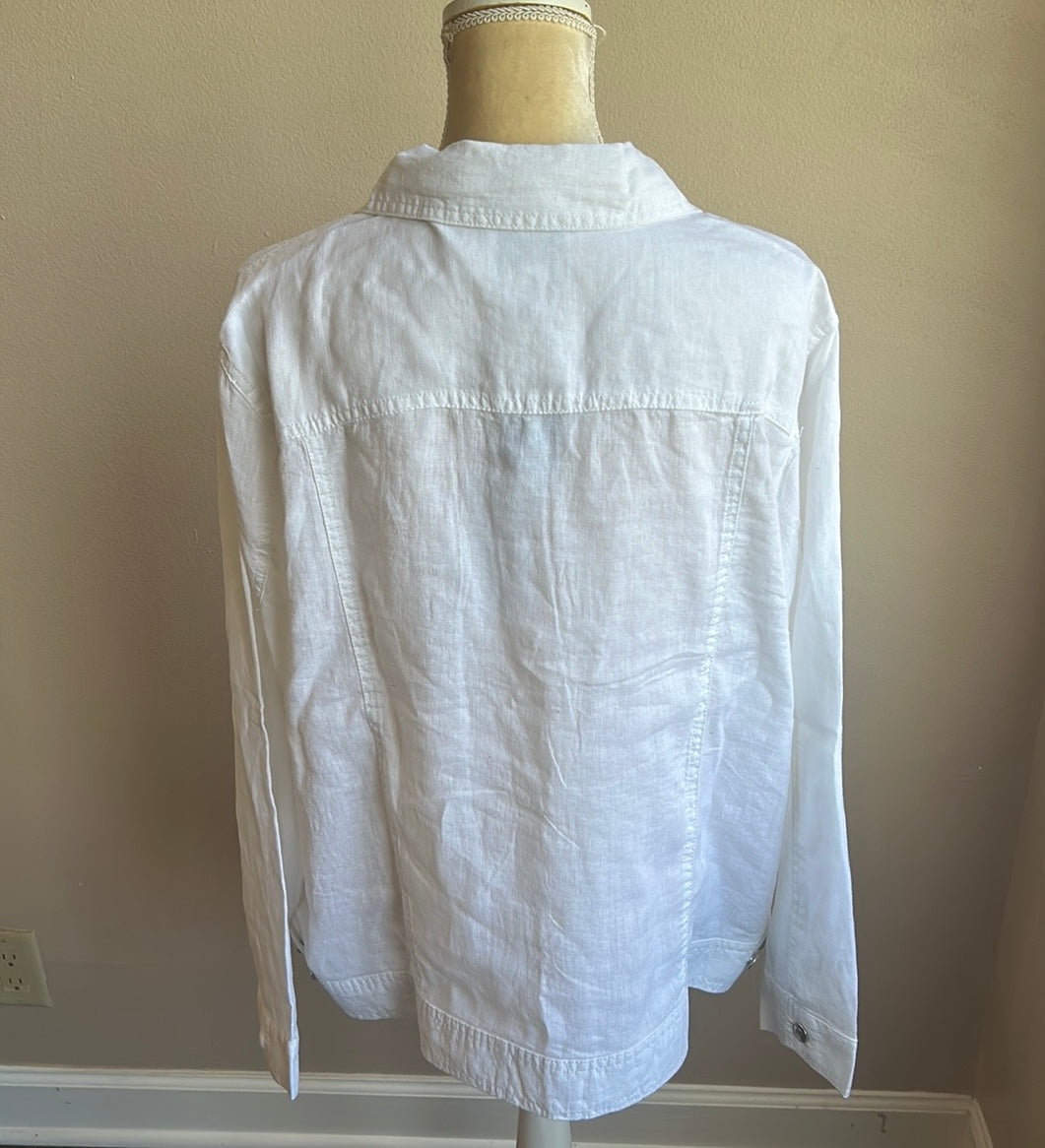 Jones New York Womens Plus Linen Jacket White New