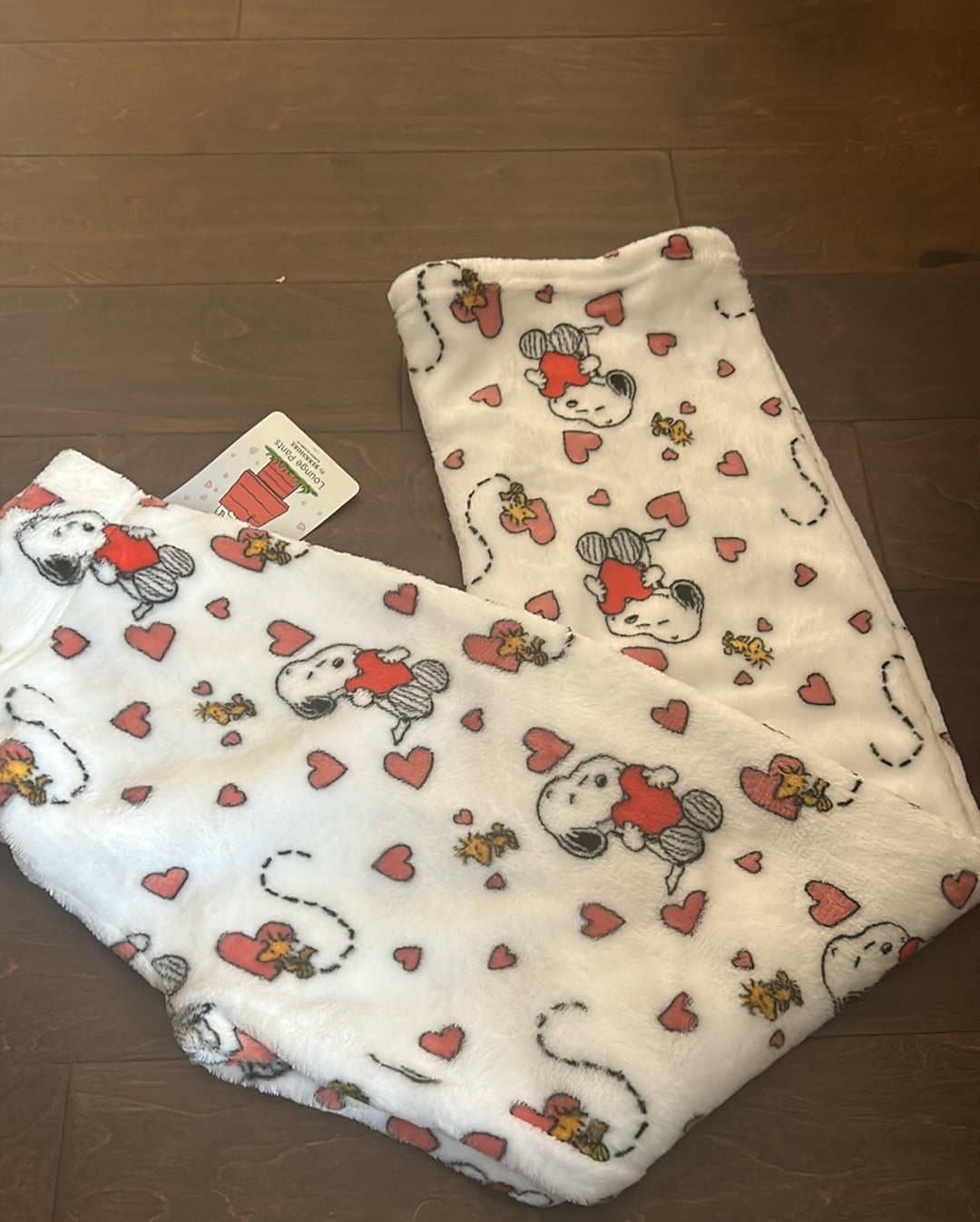 Snoopy Womens Plus Valentines Day Pajama Pants Hearts