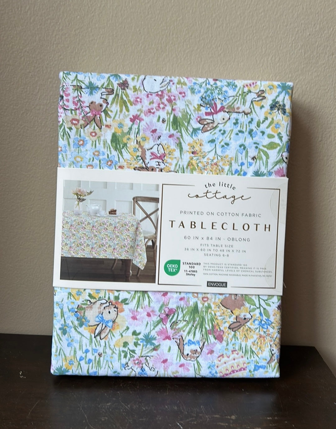 Envogue Tablecloth Easter Spring Bunny Floral Cotton Oblong New